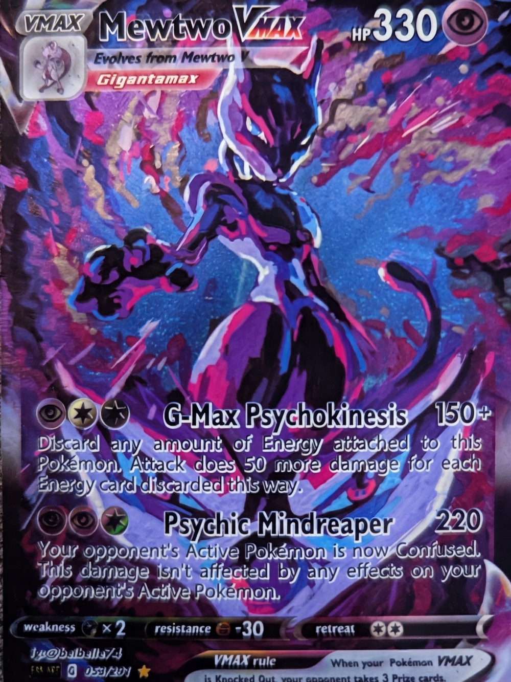 Mewtwo VMAX Art Print - Purple Pink Home Art